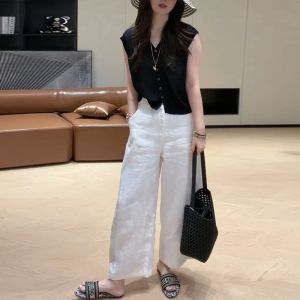 Shalldoer | Bộ đồ hai mảnh thời trang mùa hè cho nữ Áo len dệt kim không tay giản dị Quần dài thường ngày màu trơn Bộ đồ hai mảnh đẹp nhất