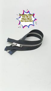 Resleting Zipper YKK 25 cm Atau 10 inci Hitam - Silver Type Gigi Besi Model Set Open-End Harga Per Biji