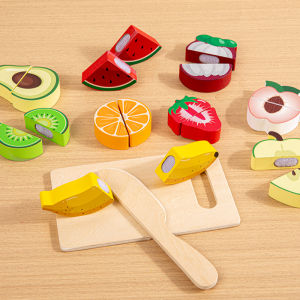 Simulation Kitchen Pretend Toy Wooden Classic Game Educational Toy For Children Kids Gift Cutting Fruit Vegetable Food Set