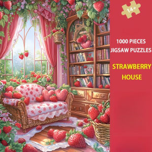 500/1000/1200/2000PCS Jigsaw Puzzle Charming Strawberry House With Vibrant Colors For Adults Perfect For Quiet Evening Activity