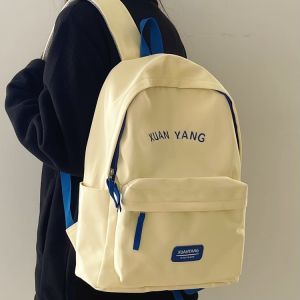 Korean College Style Large Capacity Backpack Simple Design for Junior High And High School Girls Waterproof Polyester Shoulder Bag