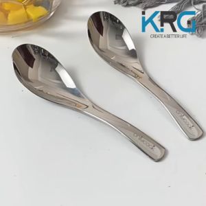 Stainless Steel Dinner Spoons Rice Spoon Thick Heavy-weight Soup Spoons Mirror Polished Round Spoon Rice Spoon