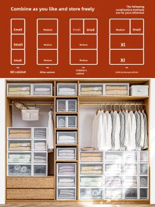 Transparent Plastic Drawer Style Storage Box for Clothes Home Use Wardrobe Organizer Box Foldable Design Suitable for All Ages