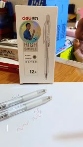 Bút bấm mực gel DELI A057B - ngòi bút 0.5mm cho học sinh
