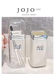 Travel Toothbrush Cup Simple Plastic Bathroom Hardware Sink Brushing Cup Washing Set Stainless Steel Gloss Surface Mr Grocery