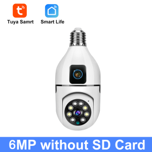 Tuya 6MP E27 Bulb WIFI Camera Dual Lens AI Human Tracking Voice Alarm Two-way Audio Dual Screen Smart Home Surveillance Camera