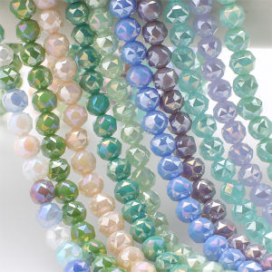 65 ชิ้น/ล็อต 8 มม.สีเขียว AB แก้วคริสตัล Faceted รอบ Spacer ลูกปัดสําหรับเครื่องประดับ DIY สร้อยข้อมือสร้อยคอต่างหูตกแต่งเสื้อผ้า