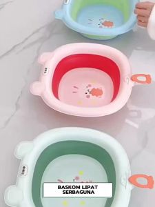 Baskom Lipat Premium Anak Bayi Portable Silikon Multifungsi Foldable Baby Wash Basin Ember Bayi
