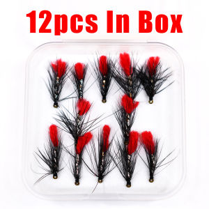 12Pcs Fly Fishing Flies Lures Perfect Decoy 12# Sharpened Crank Hook Wet Nymph Binding Fly Hook for Trout Flies Bass