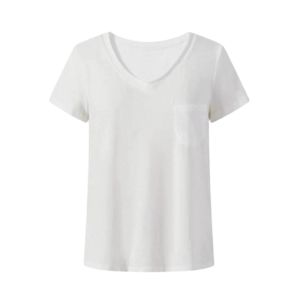 YUEZHONGWEI | เสื้อยืดคอกว้างสีขาวแขนสั้นทรงสลิมฟิตสำหรับผู้หญิงในช่วงฤดูร้อน เสื้อผ้าทำงานสไตล์เกาหลี แขนยาวปกติ ส่วนบน