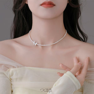Elegant Natural Freshwater Pearl Butterfly Necklace Fashionable Sweet Mini Bead Clavicle Chain Korean Style Jewelry for Women