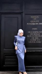 Oneset Felicya Setelan Baju Kurung Melayu Modern Dress Pesta Kondangan Lebaran Wanita Kekinian Full Payet