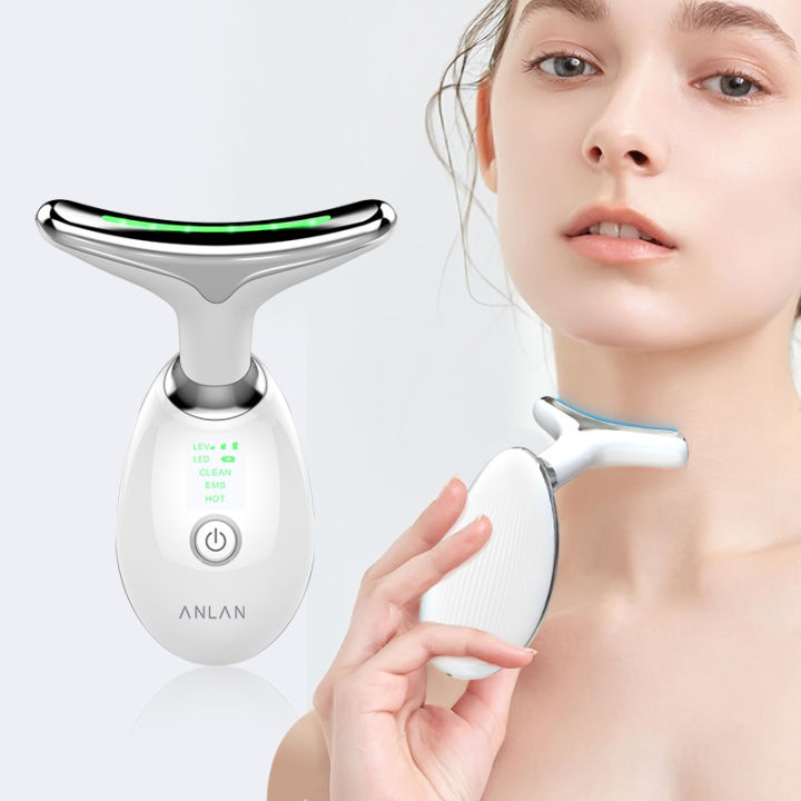 ANLAN Face Anti Wrinkle Neck Tightening Machine Anti Aging Skin Care Device Red Light Whitening Blue Light Anti Acne EMS Micro Current Firming Tool Lazada Singapore