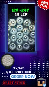 Lampu Kerja 12V/24V 19LED Spot Lamp Universal SportLight 4 INCH SUV 4x4 Lorry Boat Truck Forklift
