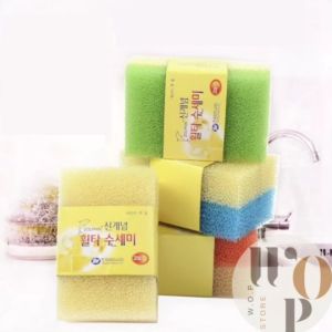 WOP Store ฟองน้ำล้างจาน ฟองน้ำใยบวบ ฟองน้ำเกาหลี 1 แพ็คมี 2 ชิ้น