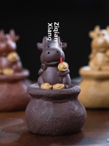 Purple Sand Teapot Companion Bull Zodiac Sculpture