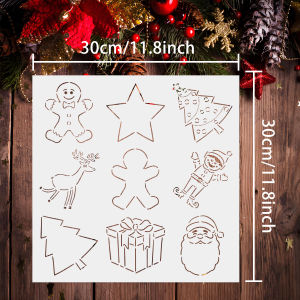 1PC 11.8×11.8inch Christmas Pattern Painting Stencil Reusable PET Template for DIY Craft Wall Wood Fabric Decoration