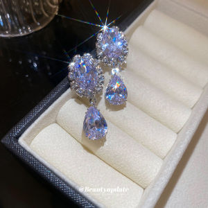 Silver Needle Fashion New Arrival Super Flash Zircon Water Drop Pendant Earrings Elegant Gorgeous Earrings Fashion Fancy Earrings for Women