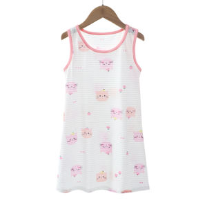 เด็กผู้หญิง ฤดูร้อน น้ำหนักเบา ไม้ไผ่ ผ้าฝ้าย ชุดนอน Pure ผ้าฝ้าย Nightgown เสื้อผ้าเด็ก A-Class ผู้ปกครอง-เด็ก เดรส