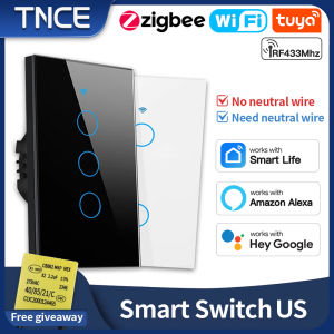 TNCE Tuya US Switch wifi zigbee 1/2/3/4gang Need/No Neutral Wire smart LED light Wall controller voice with Alexa Google Home