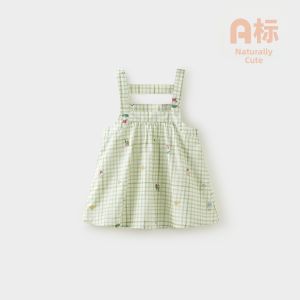 Wismorni | Summer Breathable Cotton Plaid Camisole Dress for Toddler Girls