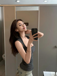 Pure Desire Hot Girl Striped Wide Strap Crop Top Women Summer Casual Slimming Short Style Beautiful Versatile Tank Top