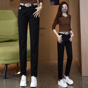 Slim Fit Khaki Color Cigarette Pants 2025 New Style Spring Autumn Pure Cotton Soft Denim Casual Dad Harem Pants Womens Fashion