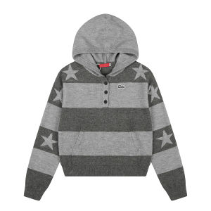 Vintage Stripes Hooded Sweater Womens Loose Knitwear