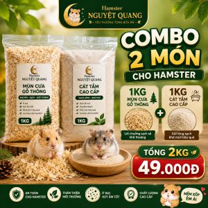 Combo 2 Món Cho Hamster | 1kg Mùn Cưa Gỗ Thông + 1kg Cát Tắm Cao Cấp | Hamster Nguyệt Quang