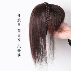 Invisible Real Hair Braided Hairband Womens Front Bangs Hair Extension Pieces Sweet Style Hair Accessories for Hair Dyeing