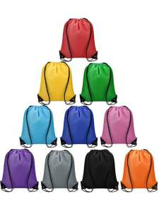 1-10 สีกระเป๋าเป้สะพายหลังแบบมีเชือกรูดกระเป๋าถุงแพ็คกระเป๋าเก็บของโพลีเอสเตอร์กระเป๋าแบบมีเชือกรูดจำนวนมากสำหรับกีฬา ยิม ท่องเที่ยว ว่ายน้ำ