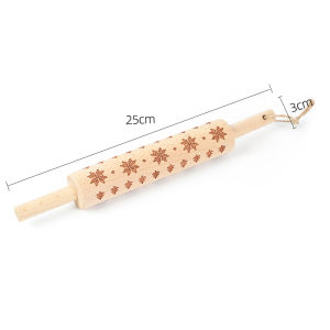 Wooden Printing Rolling Pin for Home Use Flower Pressing Ink Stick Dough Stick Dumpling Skin Biscuit Mold Beech Food Self-made