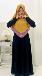 Baru Ainun Hijab Khimar Lala Kerudung Khimar Layer Two Tone Ceruty Premium