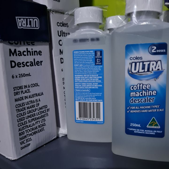 COLES COFFEE Machine Descaler Made in Australia for 2 Uses ON SALE