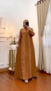 Gamora Dress Fashion Wanita Muslimah Modern Style Trendy 2023 Cerutty Babydoll Premium Brukat Outfit Simple Elegant Pesta Kondangan Terbaru