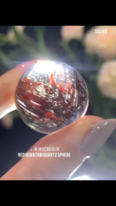 super clear quartz hematoid sphere 🔮 净体红胶花球 Red Hematoid Quartz Sphere