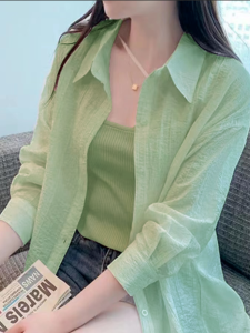 2024 New Ultra-Fairy Ice Silk Snowflake Womens Striped Thin Cardigan Shirt Outerwear Fashion Sunscreen Veil Lightweight