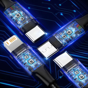 Black 100W 4-In-1 USB Cable Type C Usb For iphone Samsung Huawei Xiaomi Multi Port Charging Wire Dual Type-C USB Cable