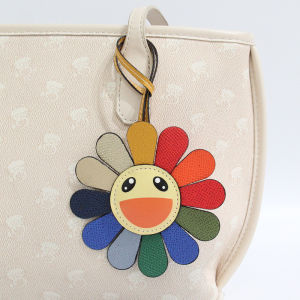 Móc Khóa Hình Mặt Cười Cầu Vồng Hoạt Hình Dễ Thương Bằng Da PU Hoa Hướng Dương Nhiều Màu Sắc Phụ Kiện Trang Trí Túi Xách Ô Tô