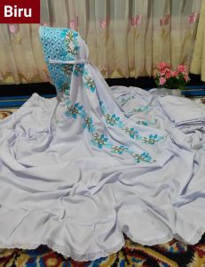 Mukena Kudus Dewasa Model Potongan Polino Motif Bunga Rambat Bahan Adem