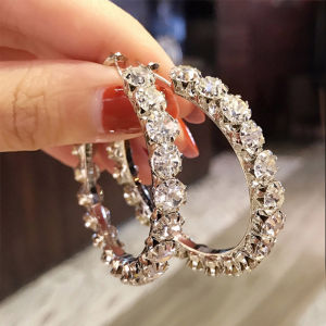 Personality Exaggerated Large Hoop Earrings Fashion Oversized Loop Earrings Big Circle Diamond Earring for Women Jewellwey