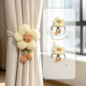2pcs Magnetic Curtain Tiebacks with 3D Flower Cotton Braided Holdbacks for Kids Room Decor