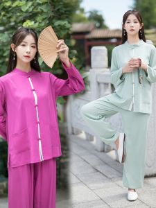 New Chinese Style Tai Chi Suit Set Meditation Zen Clothes Laymans Morning Exercise Ba Duan Jin Practice Two-Piece Set Autumn