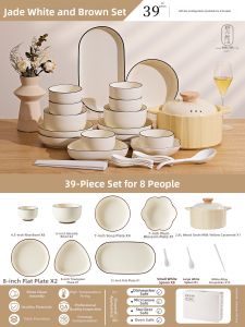 Attractive Retro Cream Ceramic Dinnerware Set