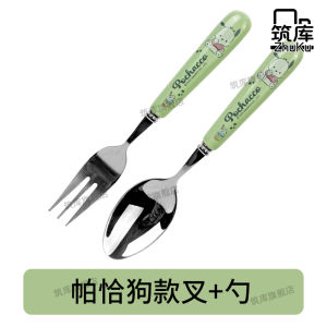 Adorable Stainless Steel Spoon Fork Ceramic Handle Dining Utensils Set Cute Home Use Soup Spoon Dessert Spoon High Aesthetic Value