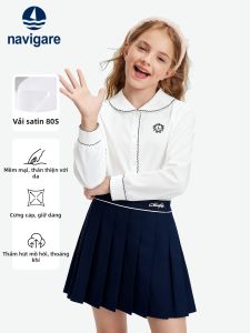 navigare kids | Áo Sơ Mi Bé Gái Có Cổ Peter Pan