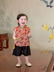 Children New Style Cheongsam Set Short Sleeve Vest and Shorts