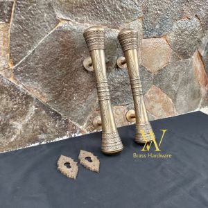 Gagang Pintu Rumah Kuningan Kunci Motif Godo Jawa Ukir Antik 40 cm 2 pcs