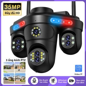 Camera IP WiFi 35MP HD Zoom Quang 10X Chống Nước Ngoài Trời PTZ Bảo Mật Với 7 Ống Kính 4 Màn Hình Phát Hiện Chuyển Động Người Giám Sát Trong Nhà/ngoài Trời