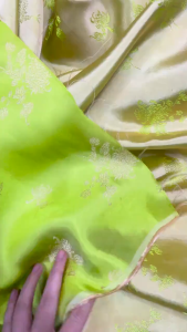 Vải lụa may áo dài tơ tằm Palacesilk cúc đại đóa màu xanh cốm siêu nhẹ#mềm mượt#thoáng mát